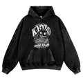 Kyoto Ramen Cat Vintage Washed Thick Cotton Hoodie