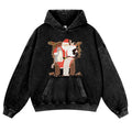 Christmas Cat Vintage Washed Thick Cotton Hoodie