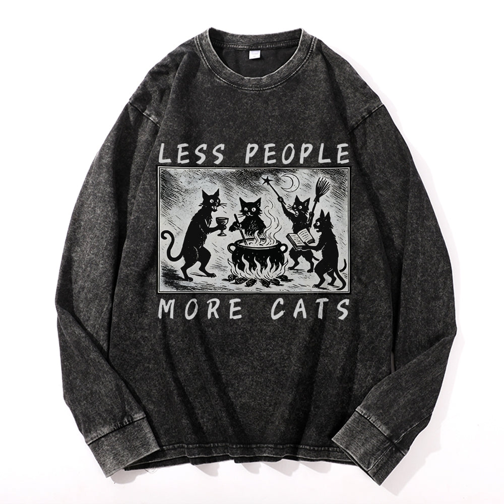 Tiger And Cat Sacrificial Ceremony Vintage Cotton Wash Crewneck Long-Sleeve T-Shirt