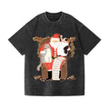 Christmas Cat Vintage Wash Japanese Design T-Shirt