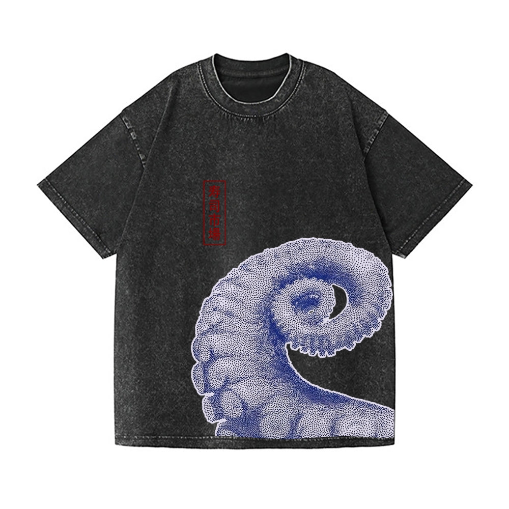 Octopus Vintage Wash Japanese Design T-Shirt