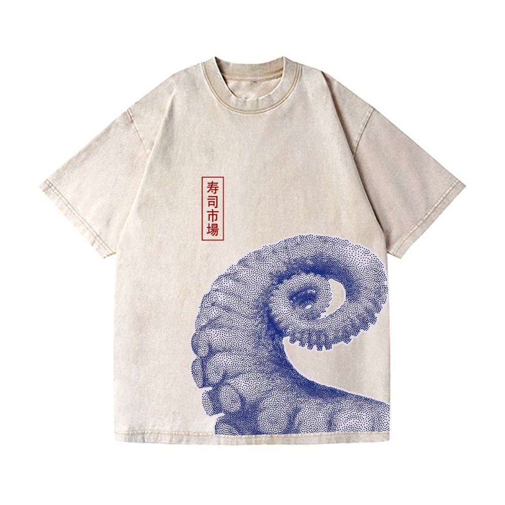 Octopus Vintage Wash Japanese Design T-Shirt