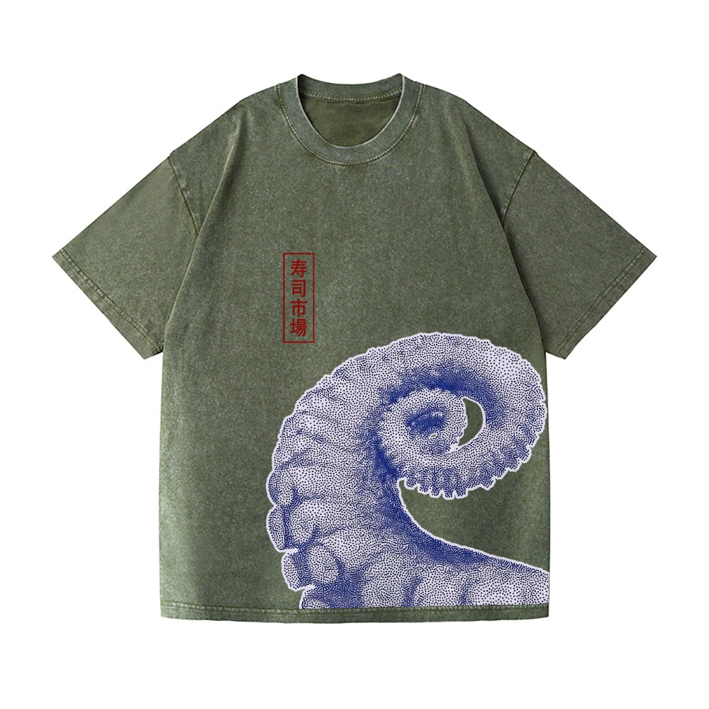 Octopus Vintage Wash Japanese Design T-Shirt