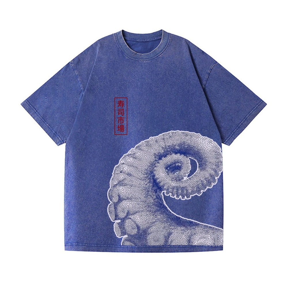 Octopus Vintage Wash Japanese Design T-Shirt