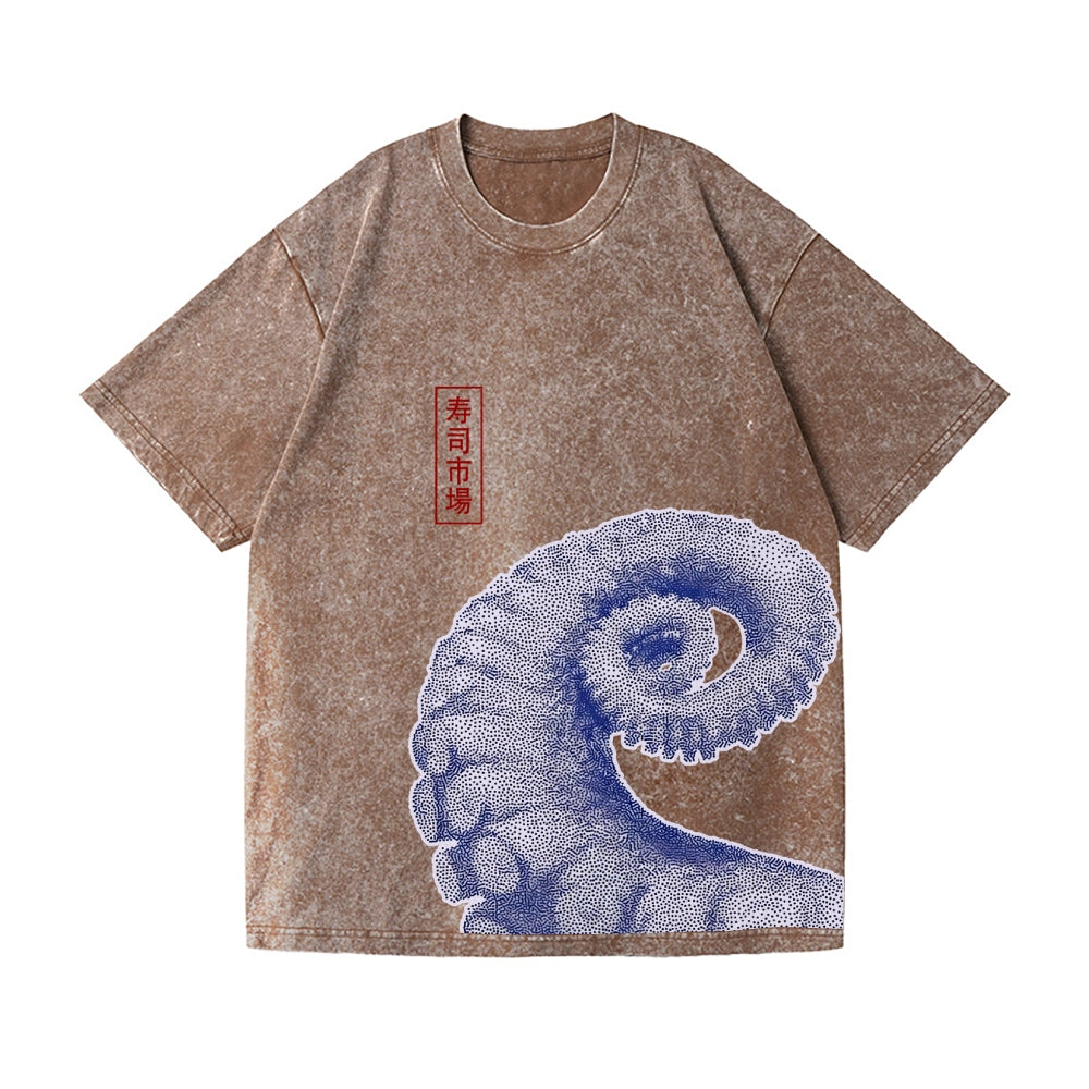 Octopus Vintage Wash Japanese Design T-Shirt