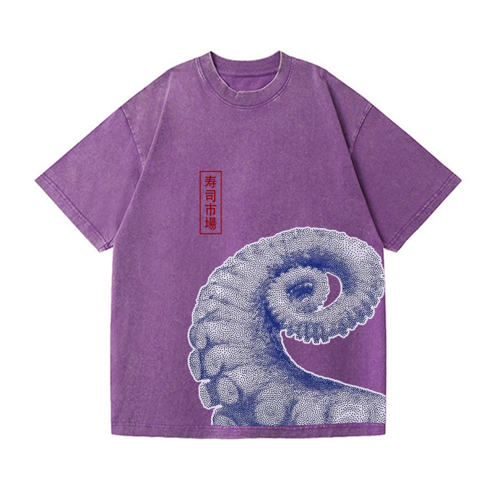 Octopus Vintage Wash Japanese Design T-Shirt
