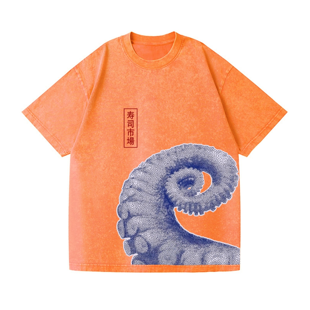 Octopus Vintage Wash Japanese Design T-Shirt
