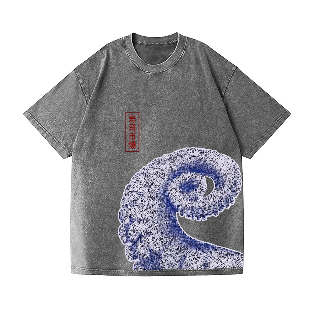 Octopus Vintage Wash Japanese Design T-Shirt
