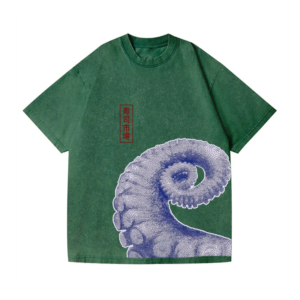 Octopus Vintage Wash Japanese Design T-Shirt