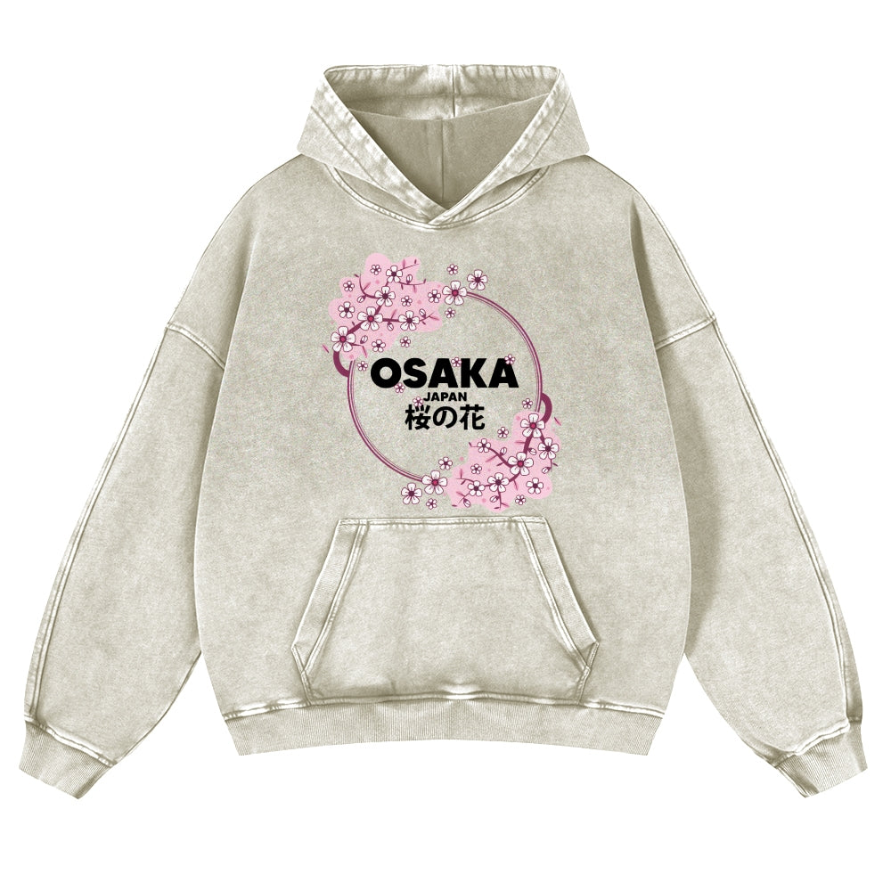 Osaka Sakura Vintage Washed Thick Cotton Hoodie