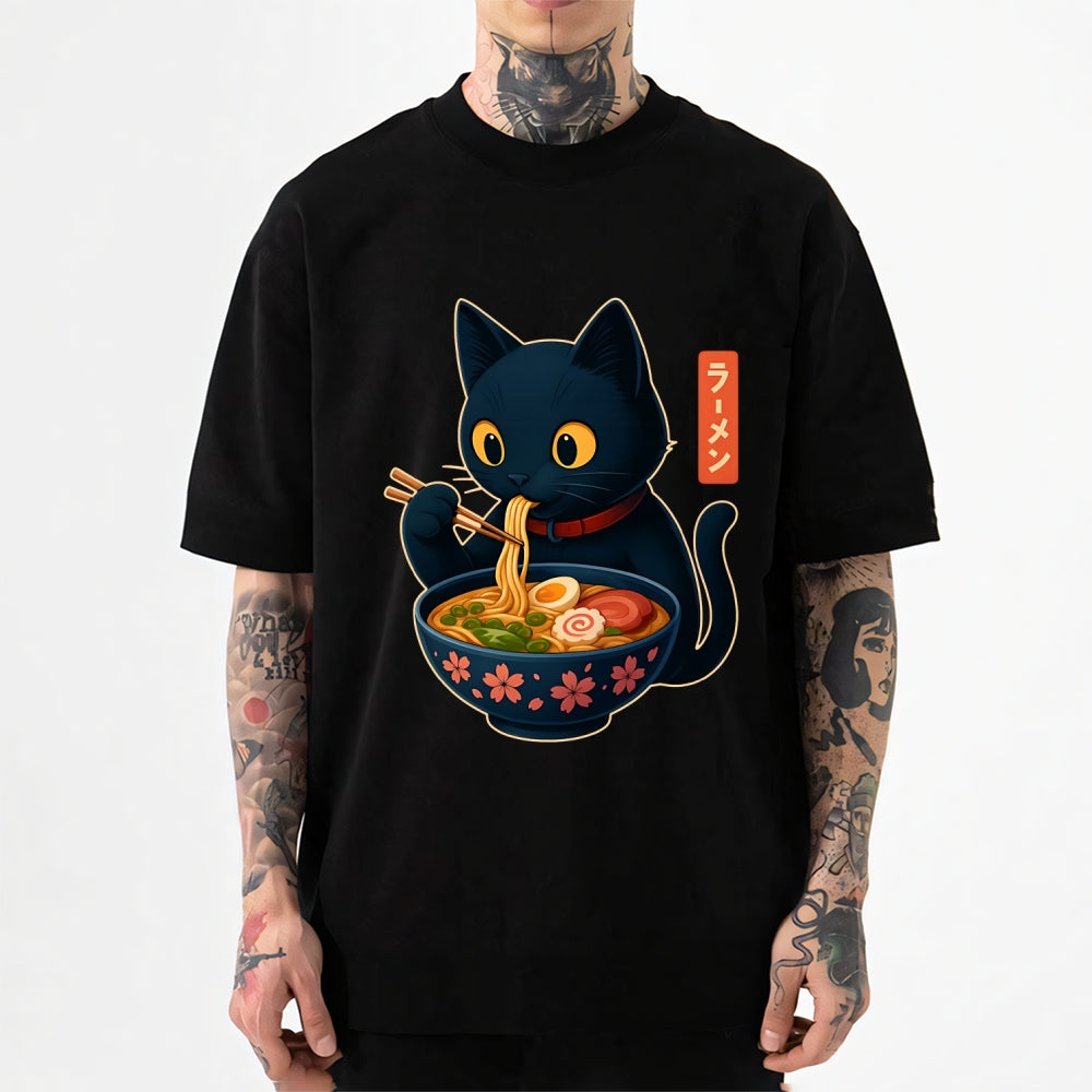 Black Cat Ramen Japanese Style Classic Tee