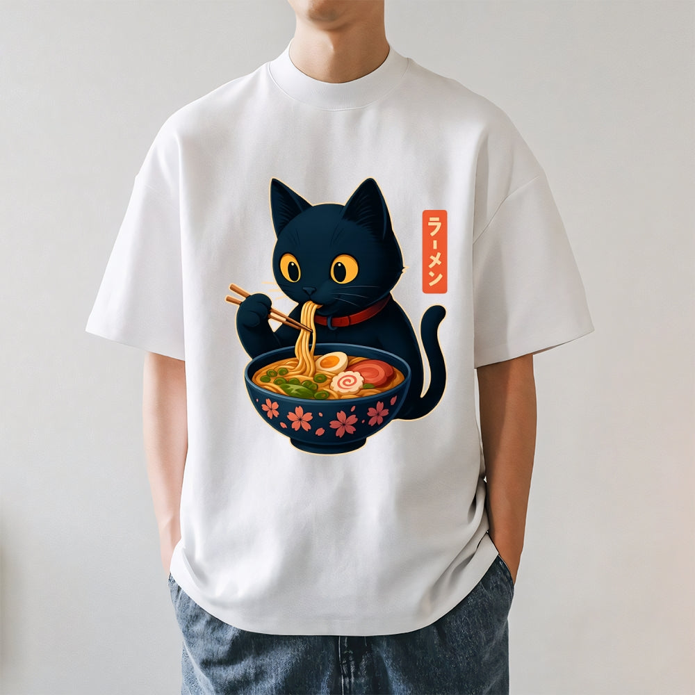 Black Cat Ramen Japanese Style Classic Tee