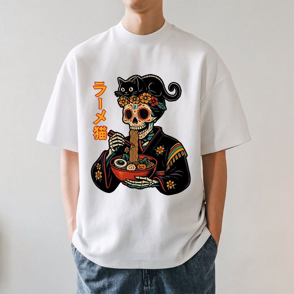 Dead Geisha Skeleton Eating Ramen Japanese Style Classic Tee