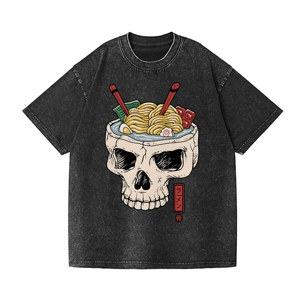 Ramen Brain Skull Vintage Wash Japanese Design T-Shirt