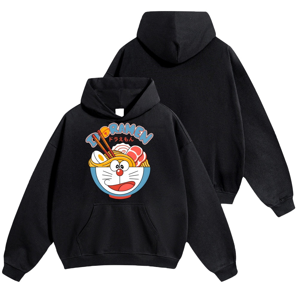 Cat Ramen Vintage Cotton Hoodie