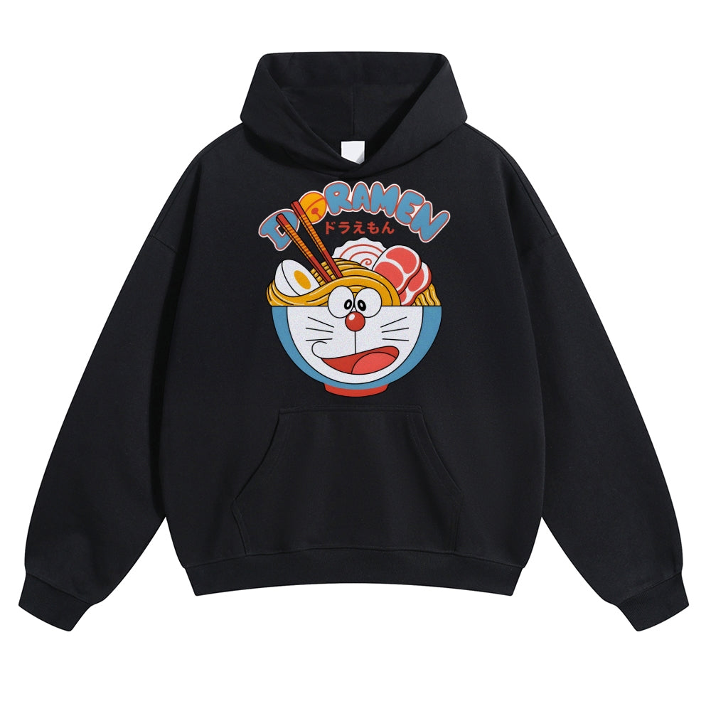 Cat Ramen Vintage Cotton Hoodie
