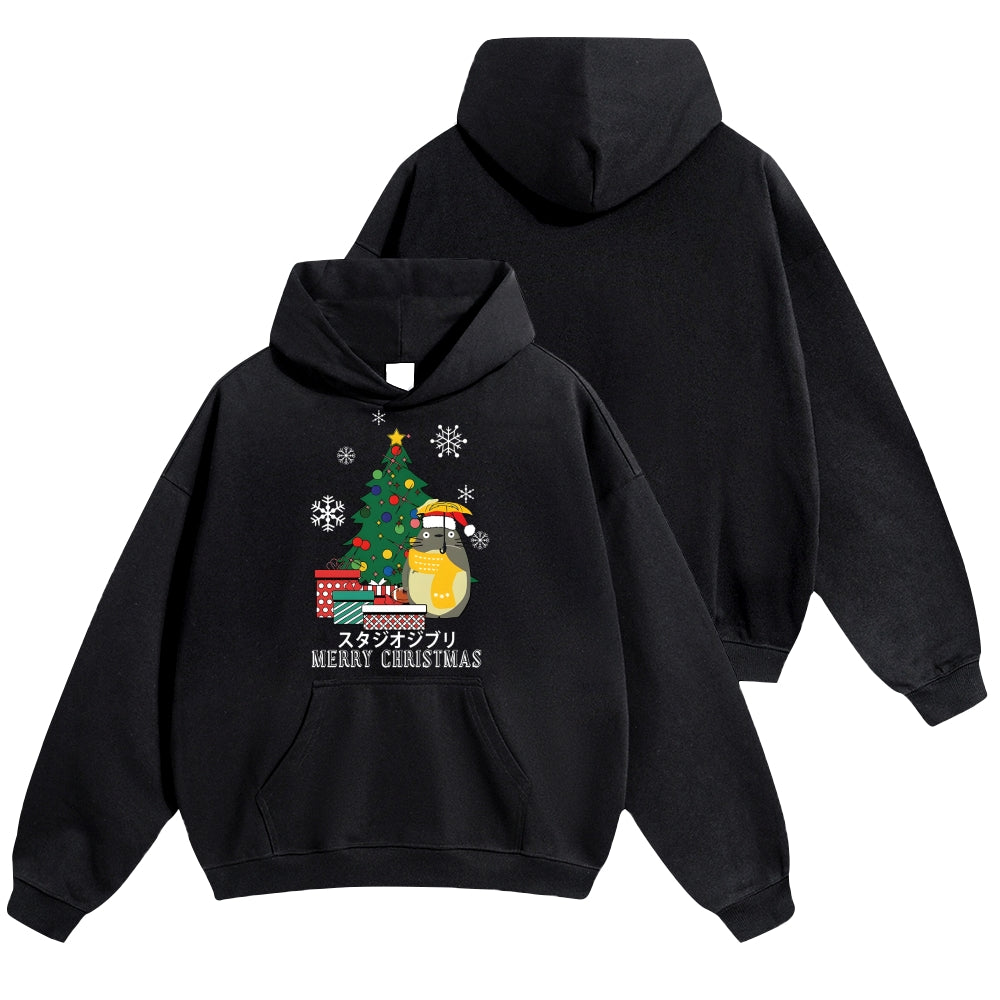 Ghibli Merry Christmas Tree Totoro Vintage Cotton Hoodie