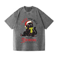 Christmas Cat Vintage Wash Japanese Design T-Shirt