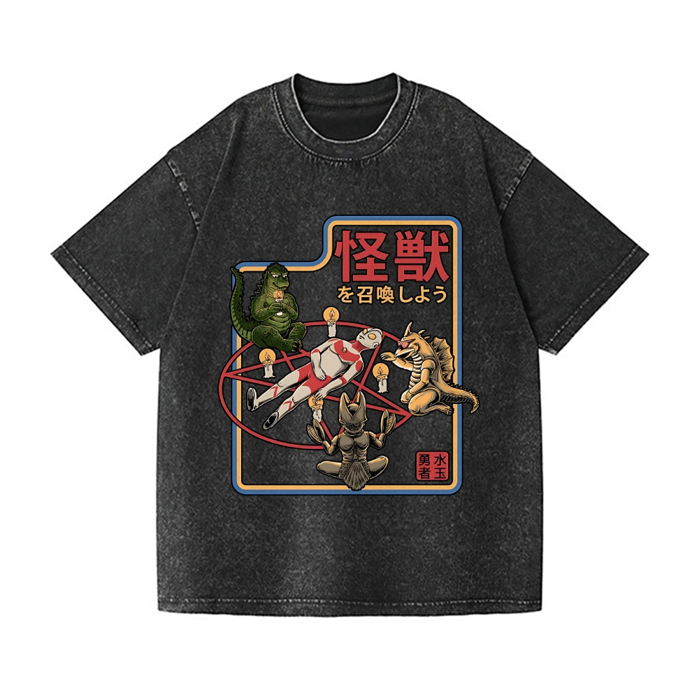 Kaiju Vintage Wash Japanese Design T-Shirt
