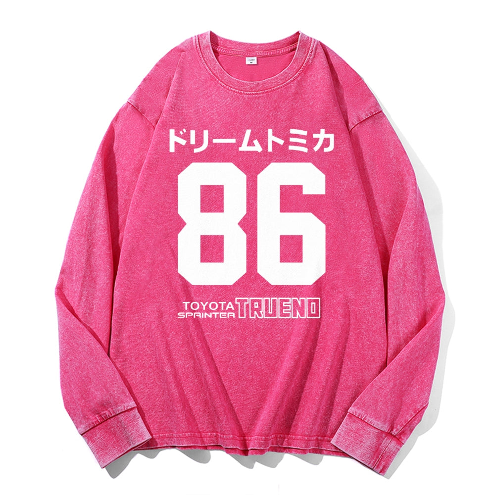 86 Tokyo Trueno Vintage Cotton Wash Crewneck Long-Sleeve T-Shirt