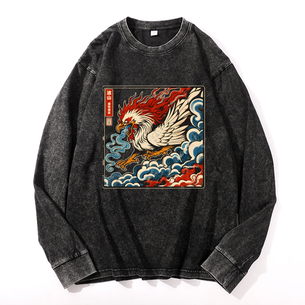 Basan Vintage Cotton Wash Crewneck Long-Sleeve T-Shirt