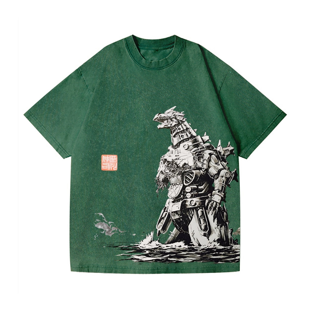 Mecha Kaiju Vintage Wash Japanese Design T-Shirt