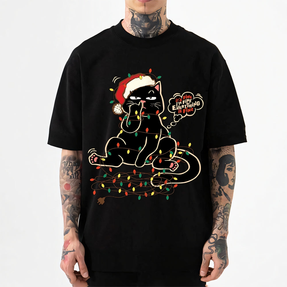 Merry Christmas black cat Japanese Style Classic Tee