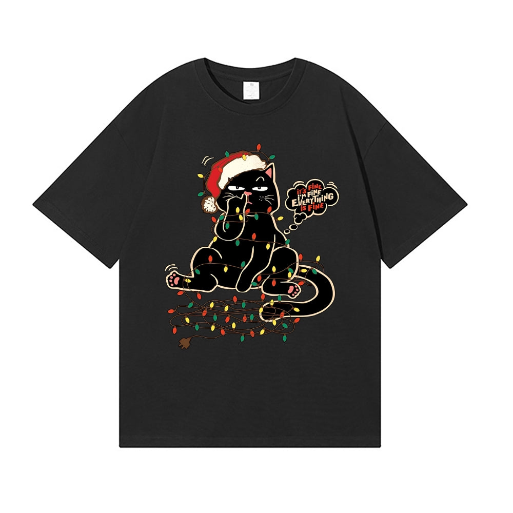 Merry Christmas black cat Japanese Style Classic Tee
