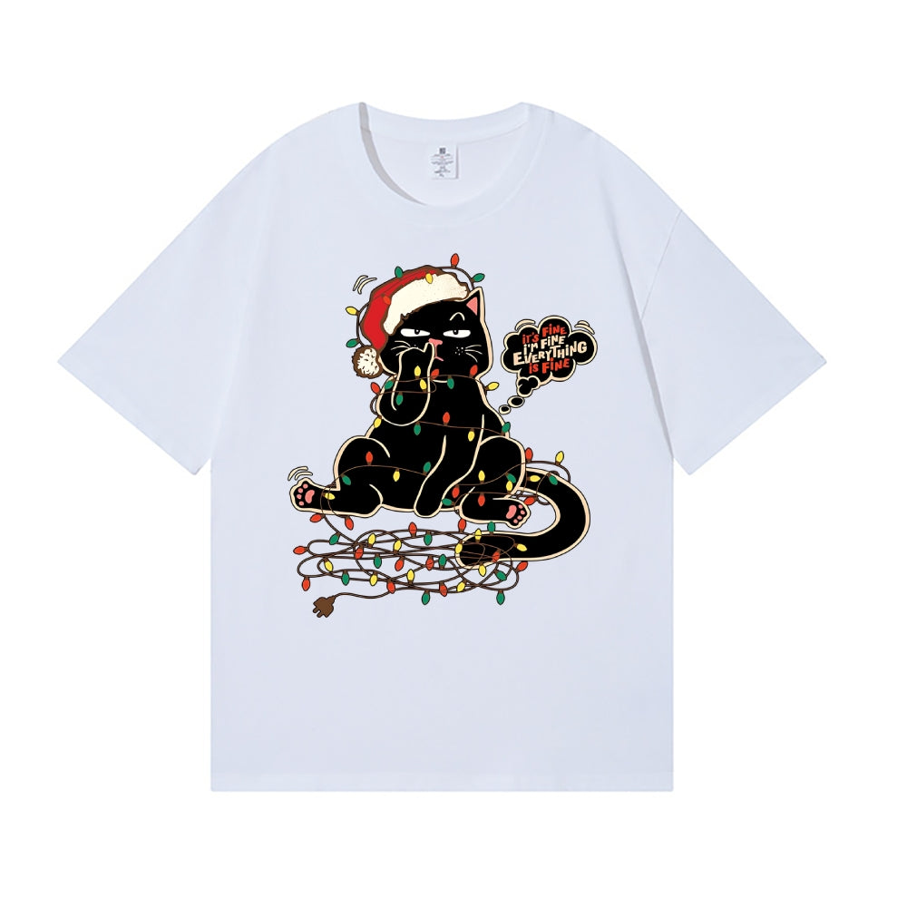 Merry Christmas black cat Japanese Style Classic Tee