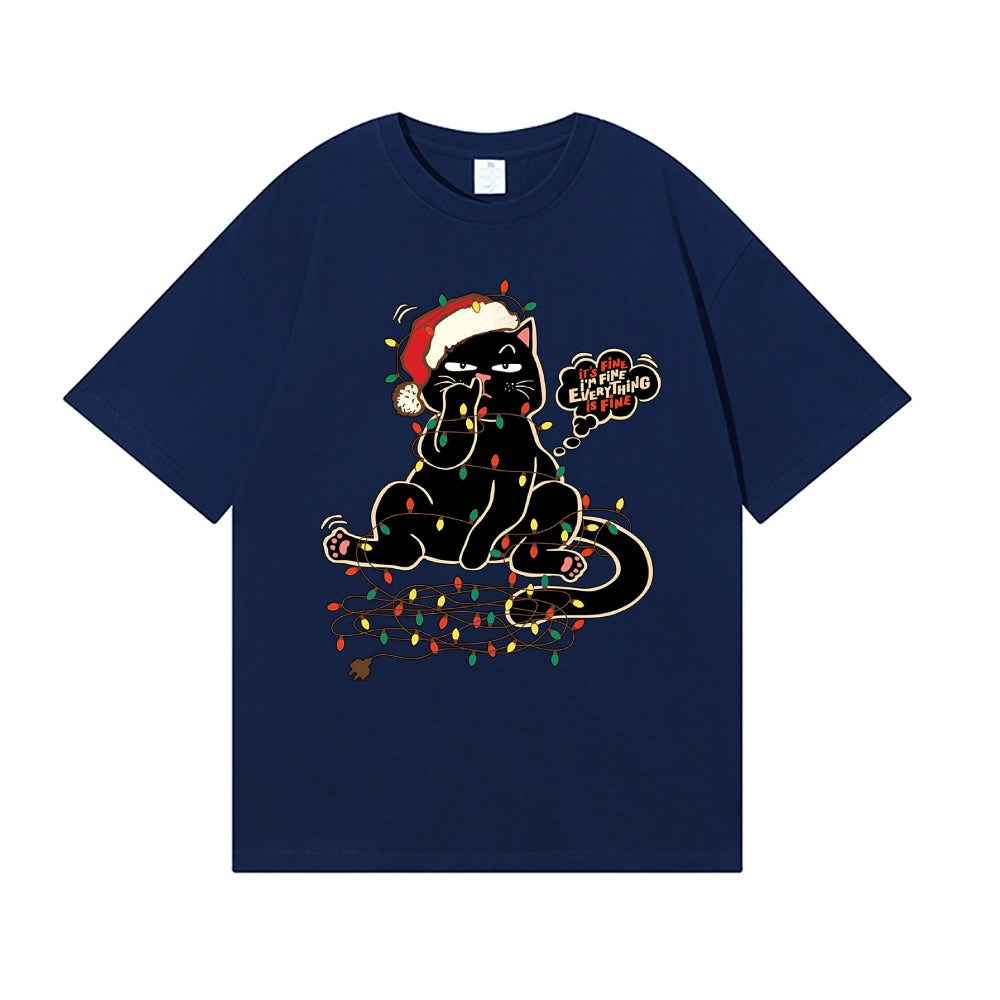 Merry Christmas black cat Japanese Style Classic Tee
