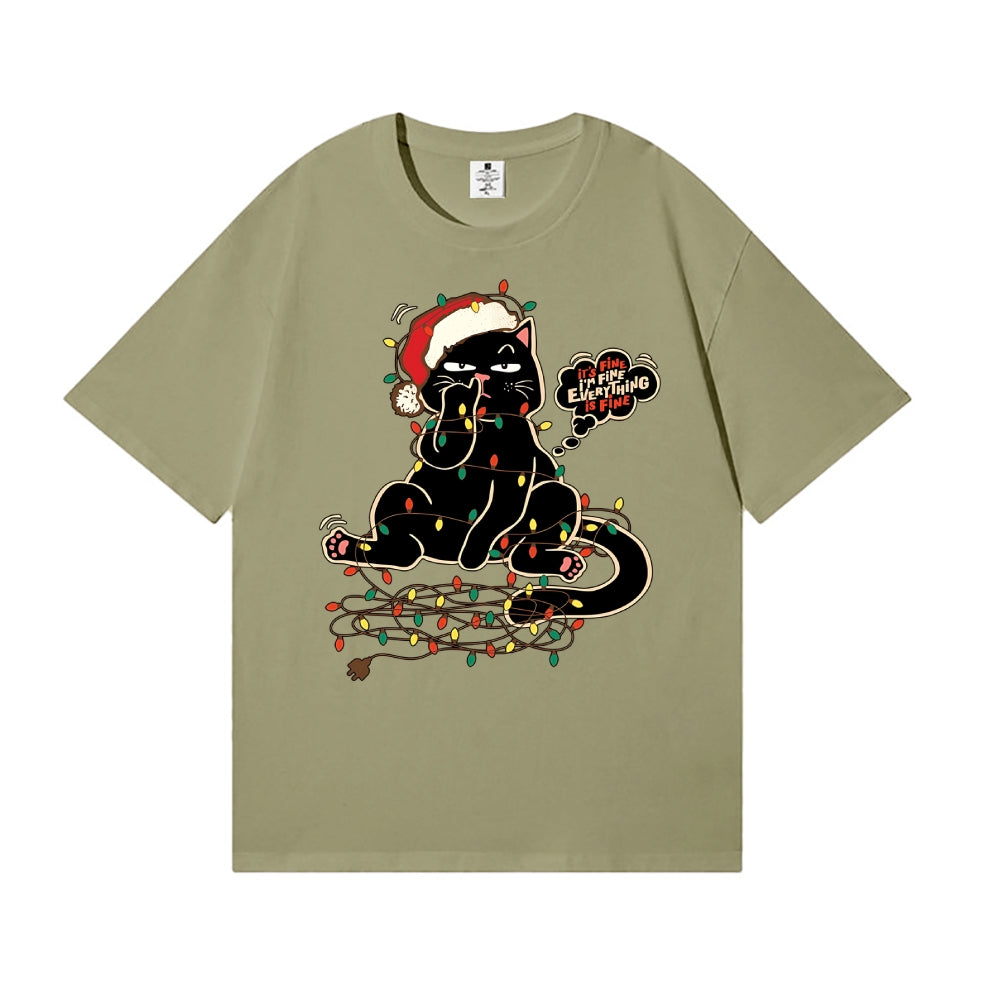 Merry Christmas black cat Japanese Style Classic Tee