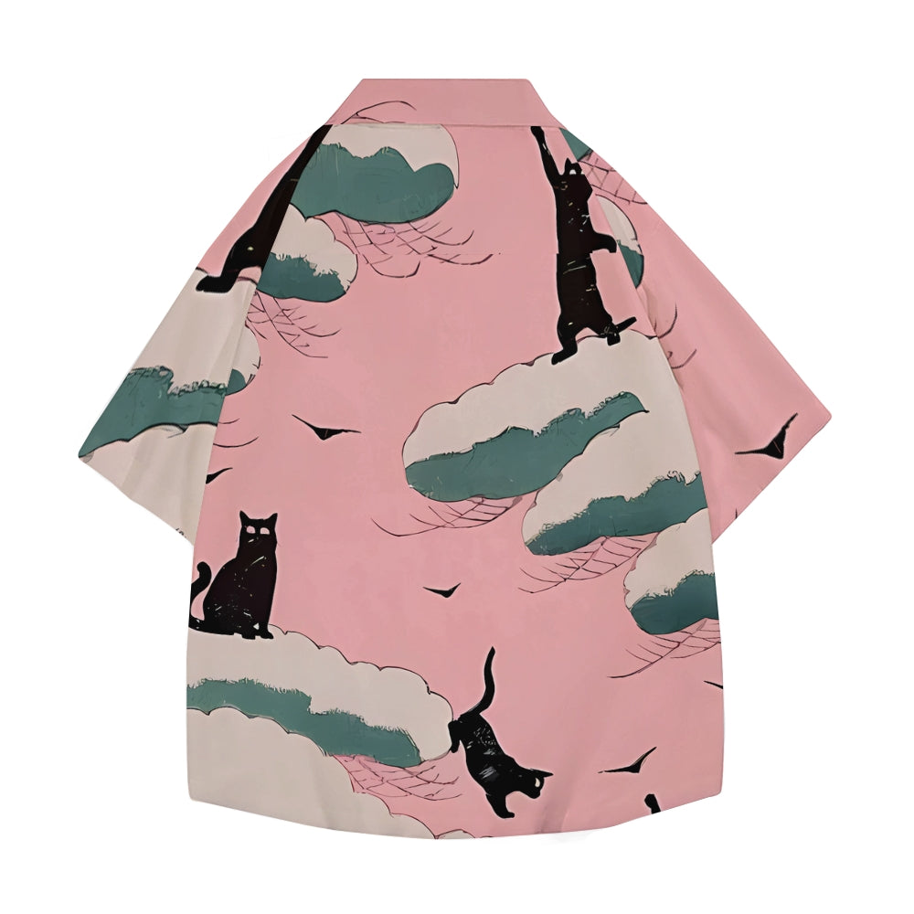 Cat Japanese Style Camp Shirt