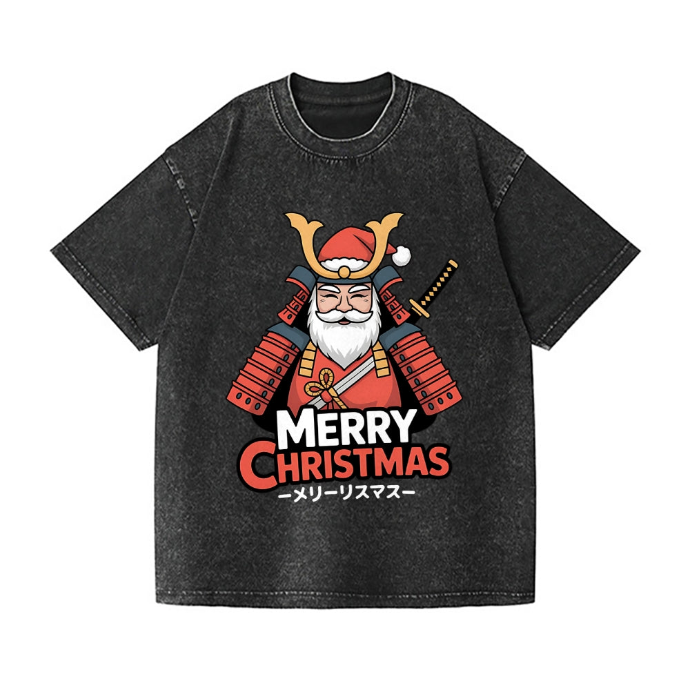 Christmas Samurai Vintage Wash Japanese Design T-Shirt