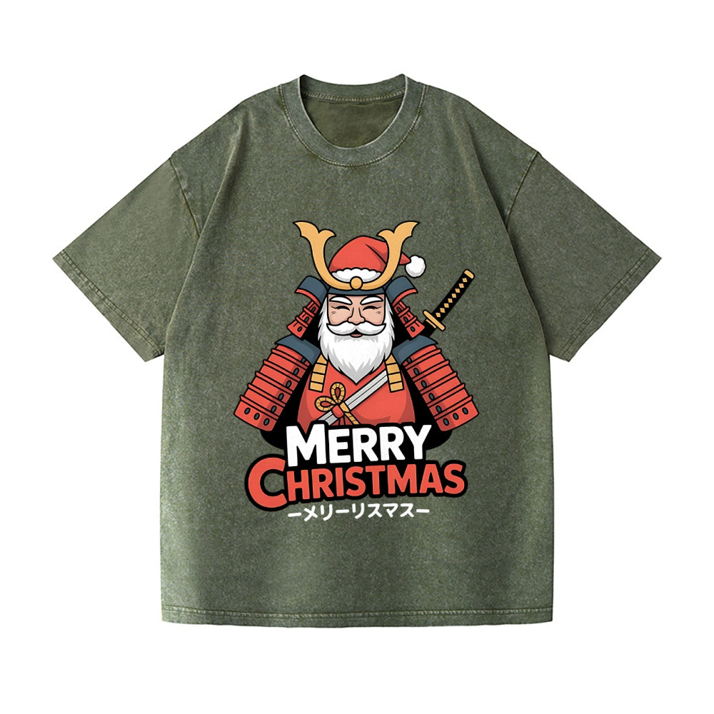 Christmas Samurai Vintage Wash Japanese Design T-Shirt
