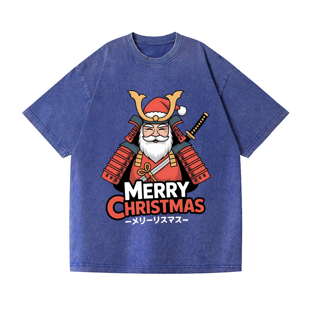 Christmas Samurai Vintage Wash Japanese Design T-Shirt