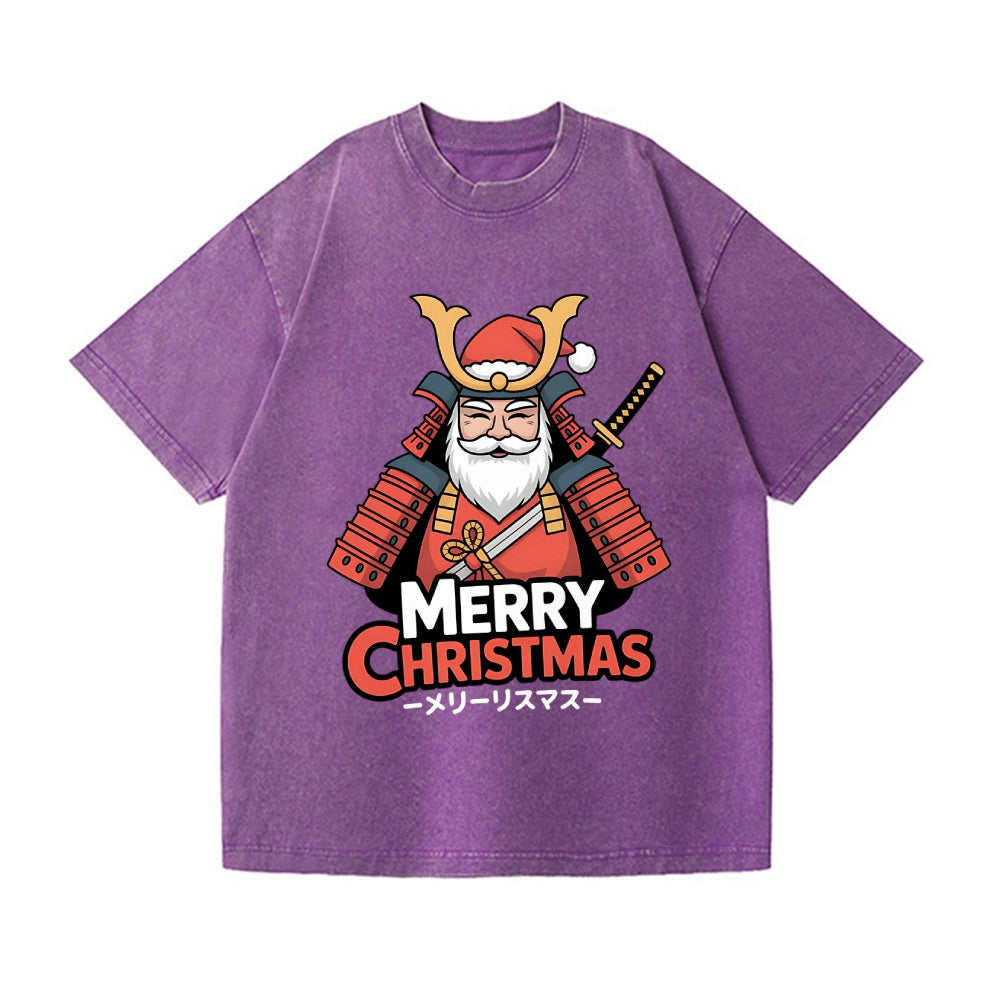 Christmas Samurai Vintage Wash Japanese Design T-Shirt