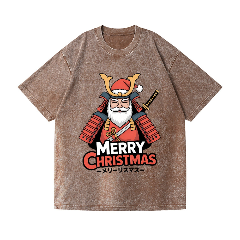 Christmas Samurai Vintage Wash Japanese Design T-Shirt
