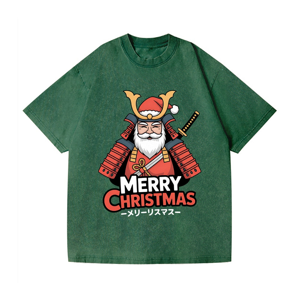 Christmas Samurai Vintage Wash Japanese Design T-Shirt