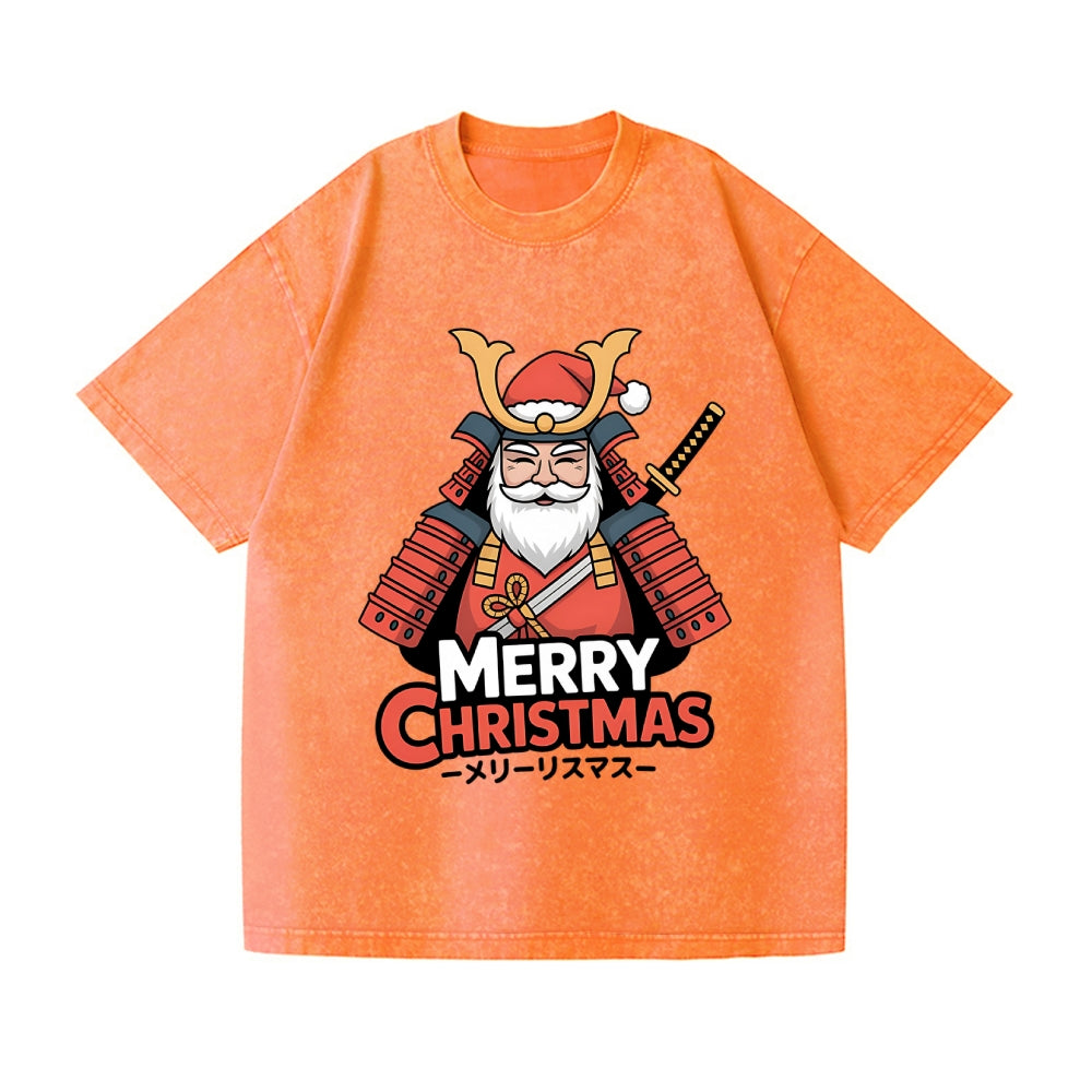 Christmas Samurai Vintage Wash Japanese Design T-Shirt