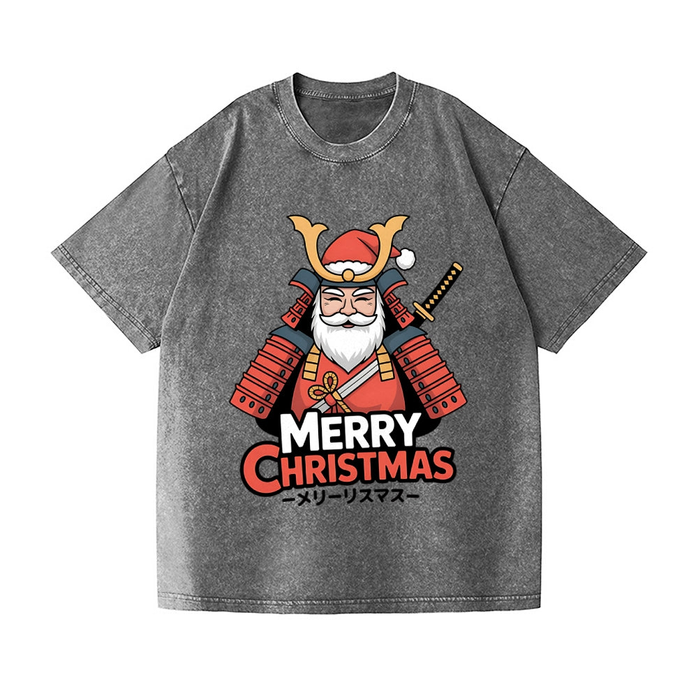 Christmas Samurai Vintage Wash Japanese Design T-Shirt