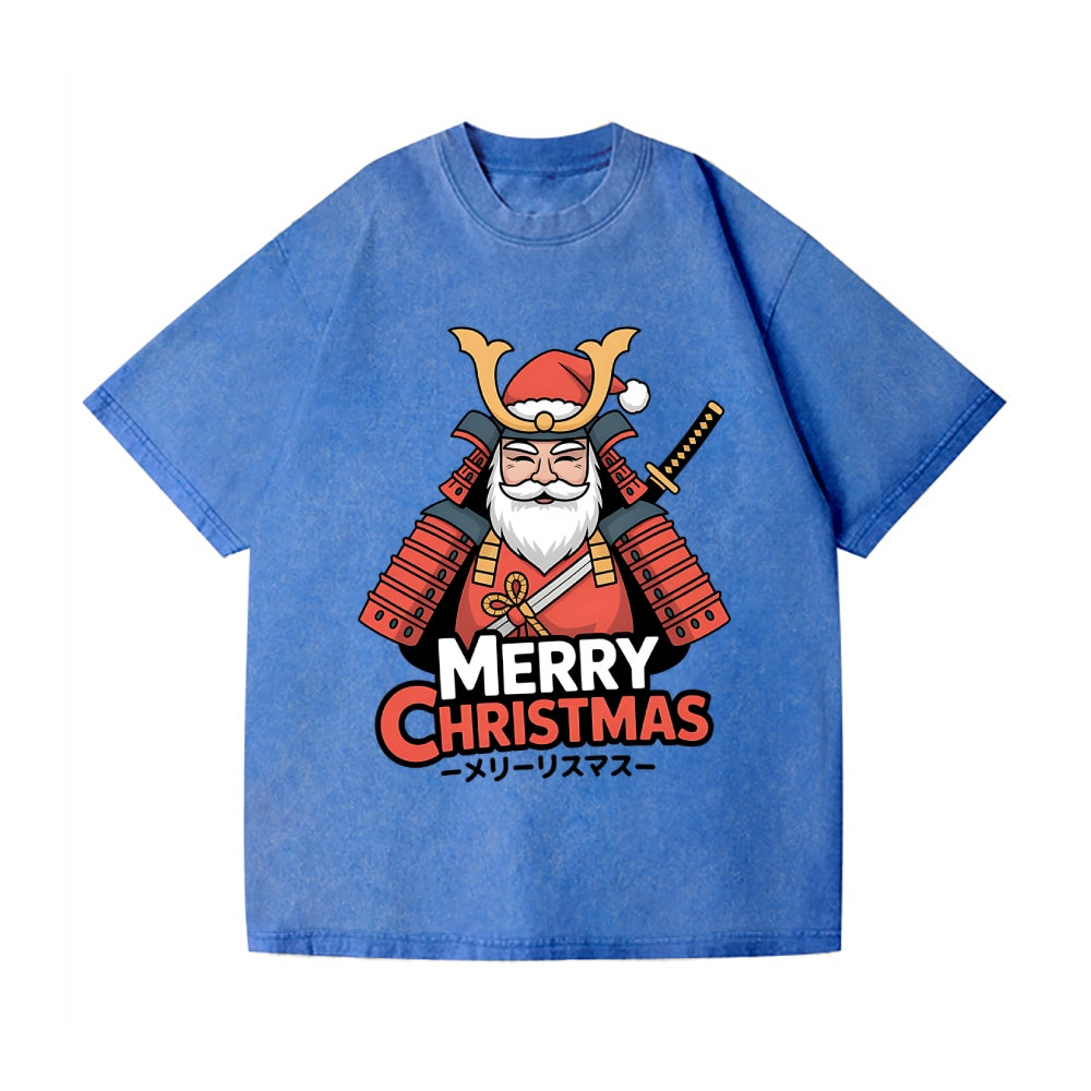 Christmas Samurai Vintage Wash Japanese Design T-Shirt