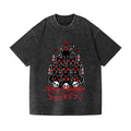 Dark Christmas Cat Vintage Wash Japanese Design T-Shirt