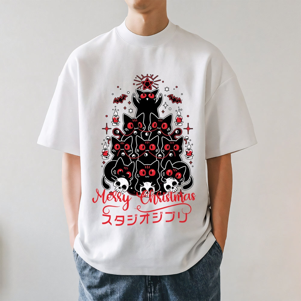 Dark Christmas Cat Japanese Style Classic Tee