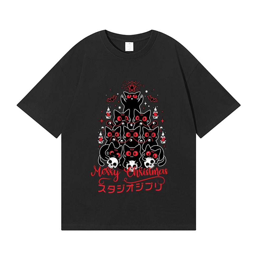 Dark Christmas Cat Japanese Style Classic Tee