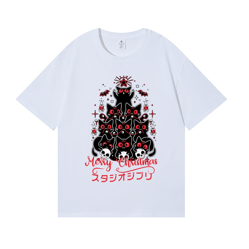 Dark Christmas Cat Japanese Style Classic Tee