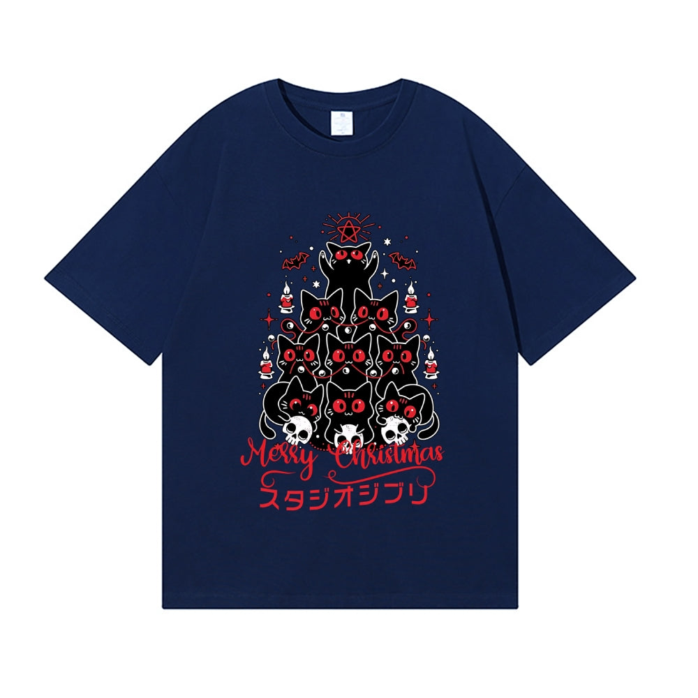 Dark Christmas Cat Japanese Style Classic Tee