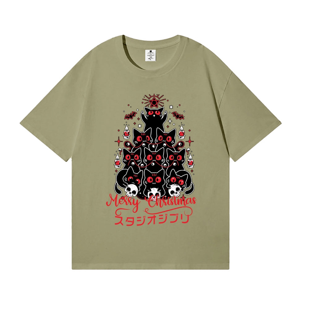 Dark Christmas Cat Japanese Style Classic Tee