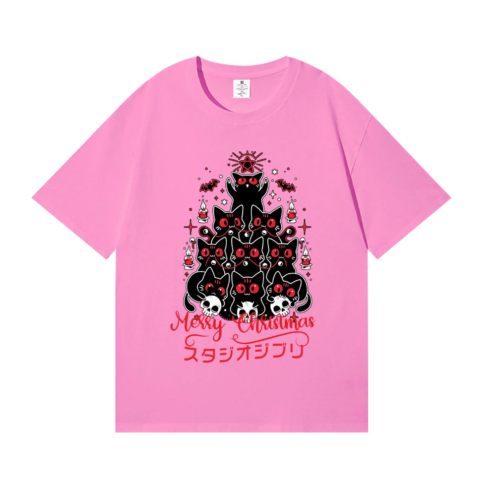 Dark Christmas Cat Japanese Style Classic Tee