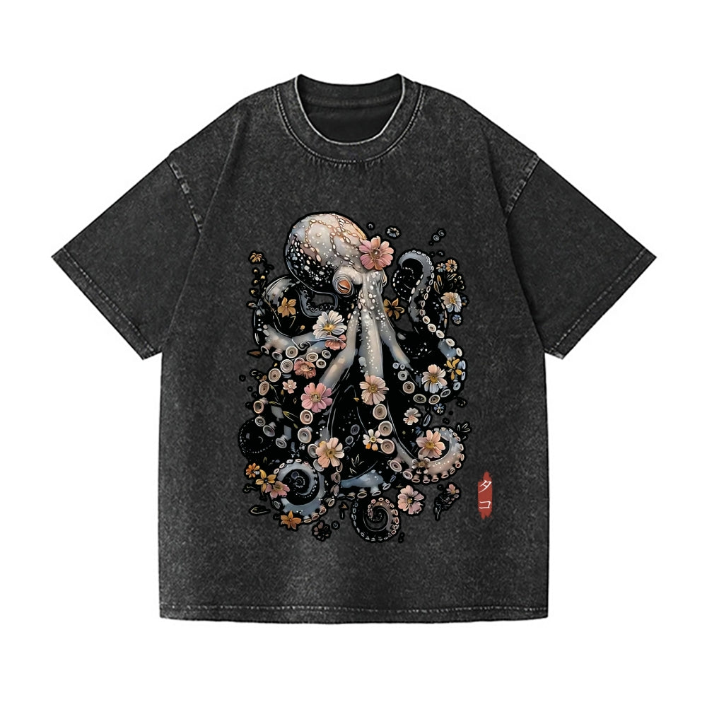 Octopus Vintage Wash Japanese Design T-Shirt