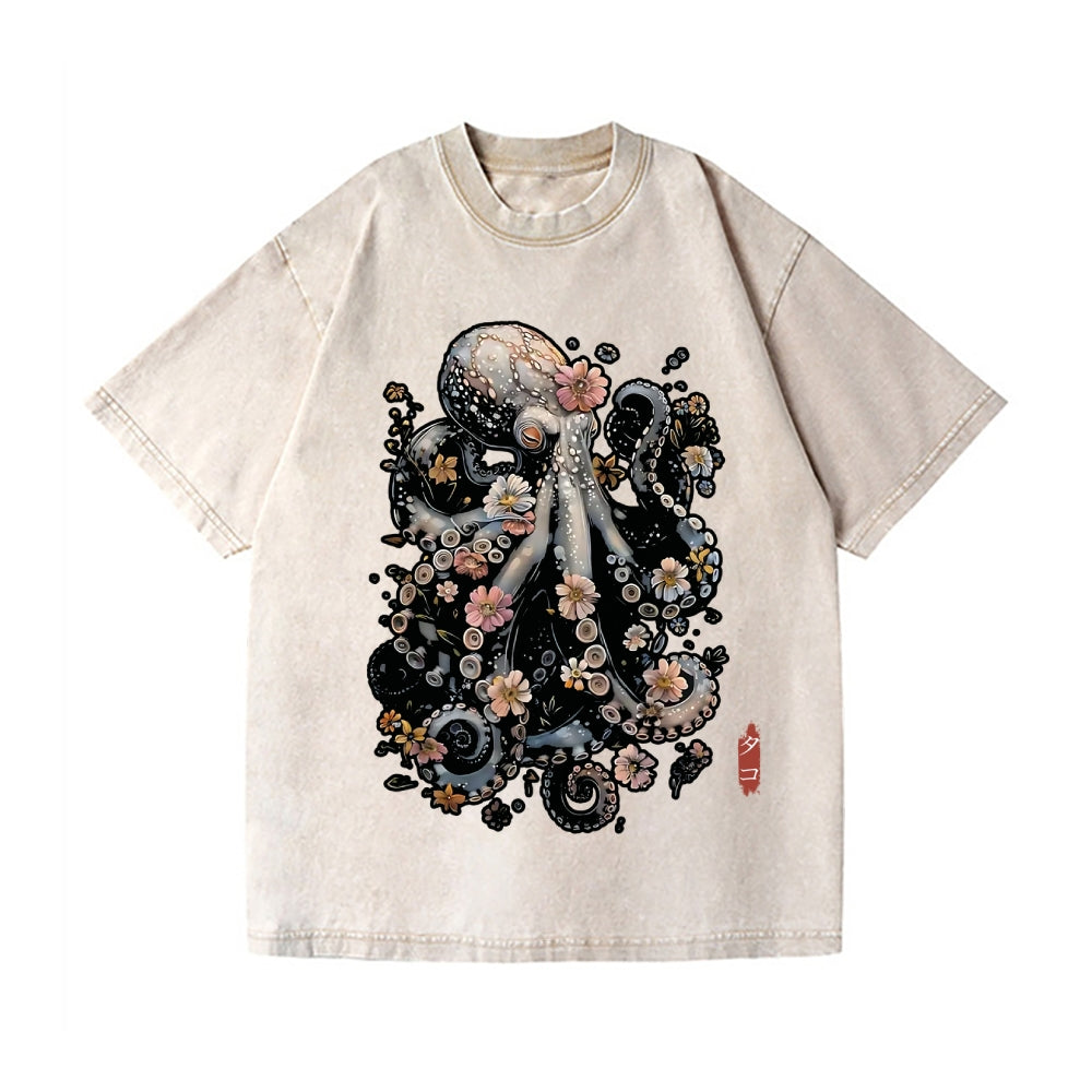 Octopus Vintage Wash Japanese Design T-Shirt